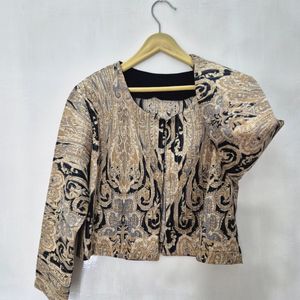 کت زنانه طلایی کوتاه چرخکاری هندی