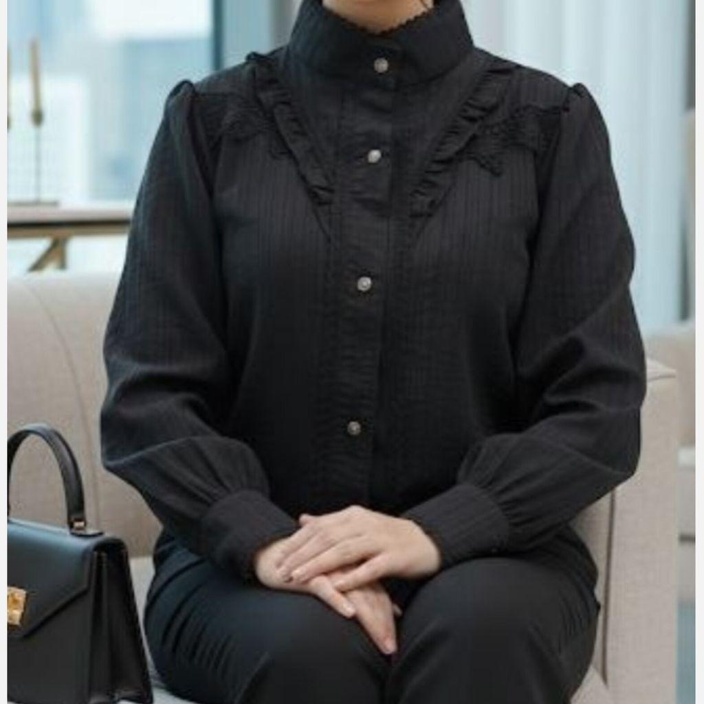 قیمت ارزان شومیز مجلسی مدل حسنا مشکی