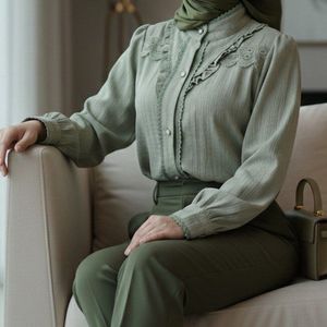 قیمت ارزان شومیز مجلسی مدل حسنا سبز