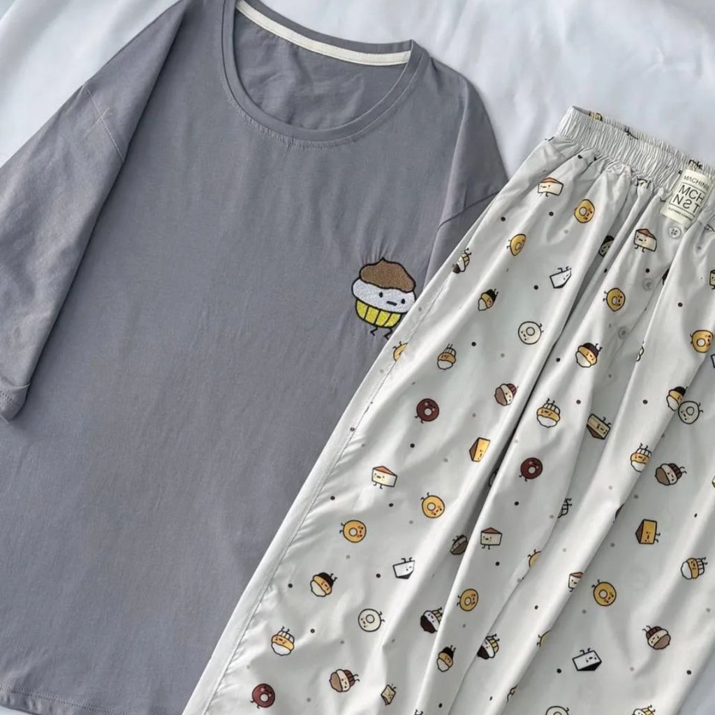 خرید آنلاین ست راحتی لباس راحتی تیشرت لانگ و شلوار بگ زنانه