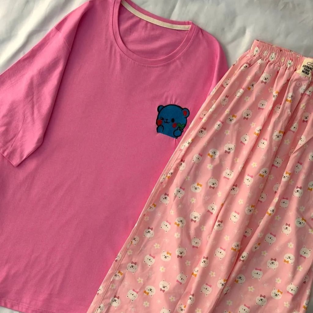 فروش اینترنتی ست راحتی لباس راحتی تیشرت لانگ و شلوار بگ زنانه