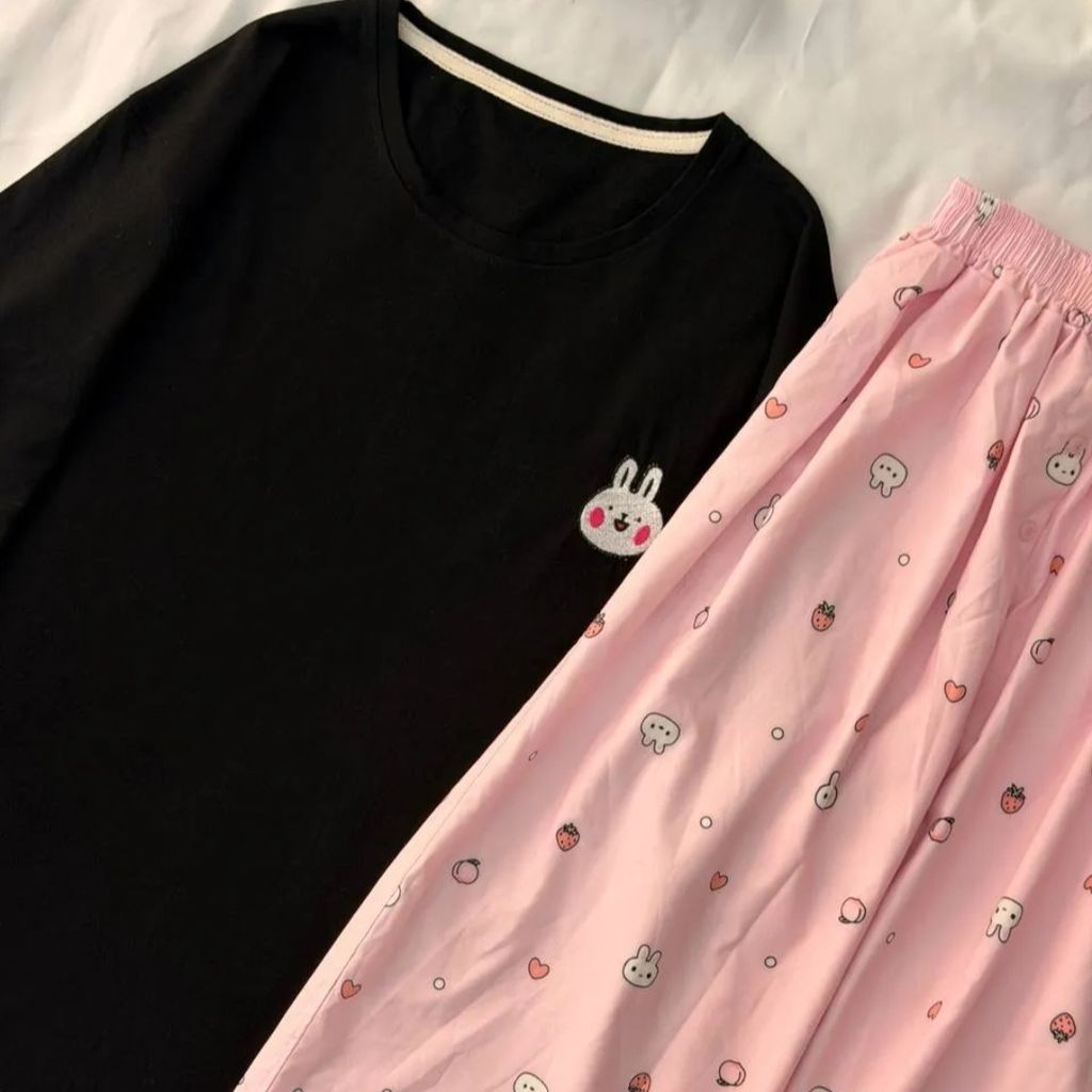 خرید اینترنتی ست راحتی لباس راحتی تیشرت لانگ و شلوار بگ زنانه