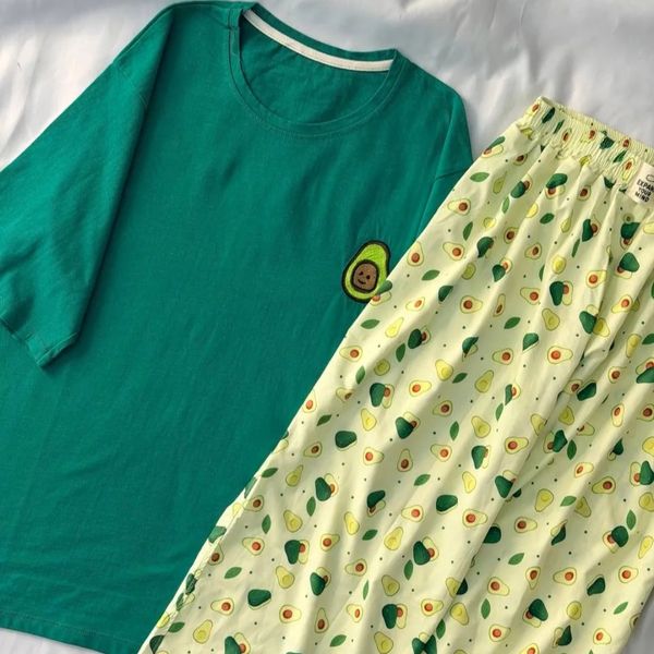 ست راحتی لباس راحتی تیشرت لانگ و شلوار بگ زنانه