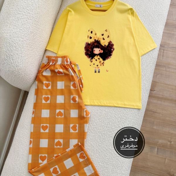 ست راحتی لباس راحتی تیشرت لانگ و شلوار بگ زنانه