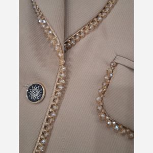 فروش اینترنتی کت شلوار کریستال دوزی آریسا کرم