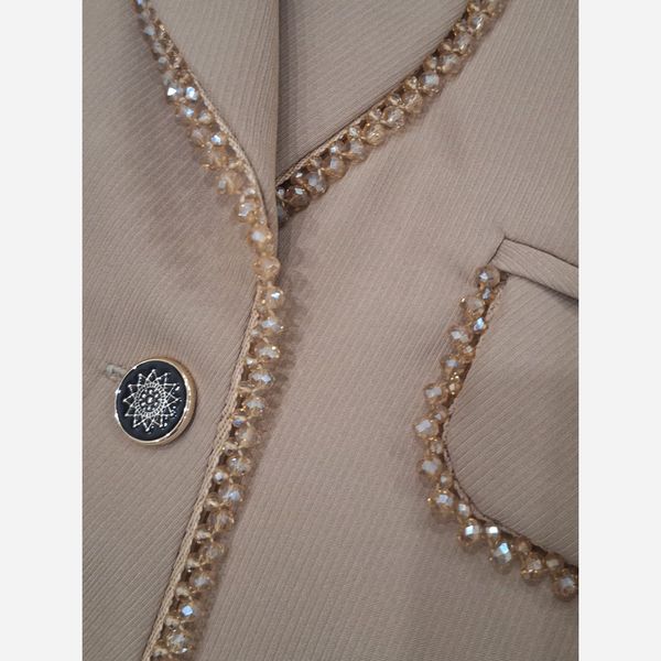 کت شلوار کریستال دوزی آریسا کرم