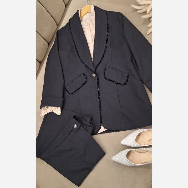 کت شلوار کریستال دوزی آریسا مشکی