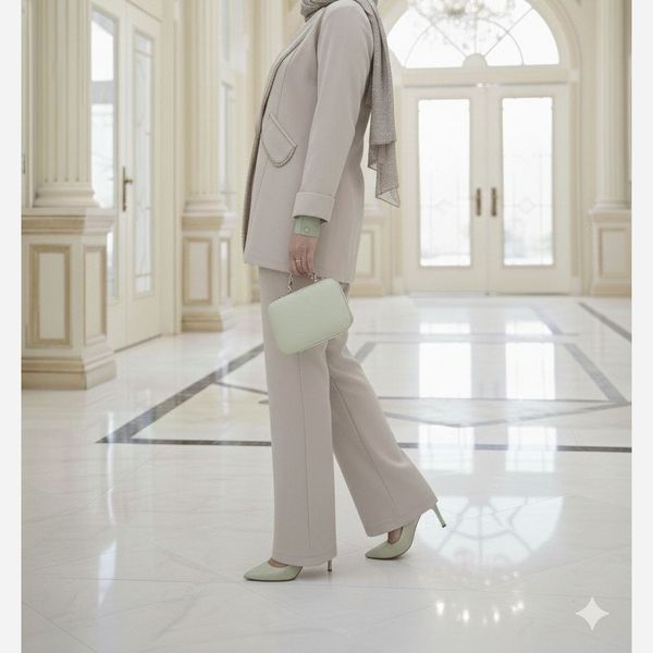 کت شلوار کریستال دوزی آریسا کرم استخونی