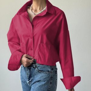 شومیز کراپ زنانه مدل جیپ پاکتی