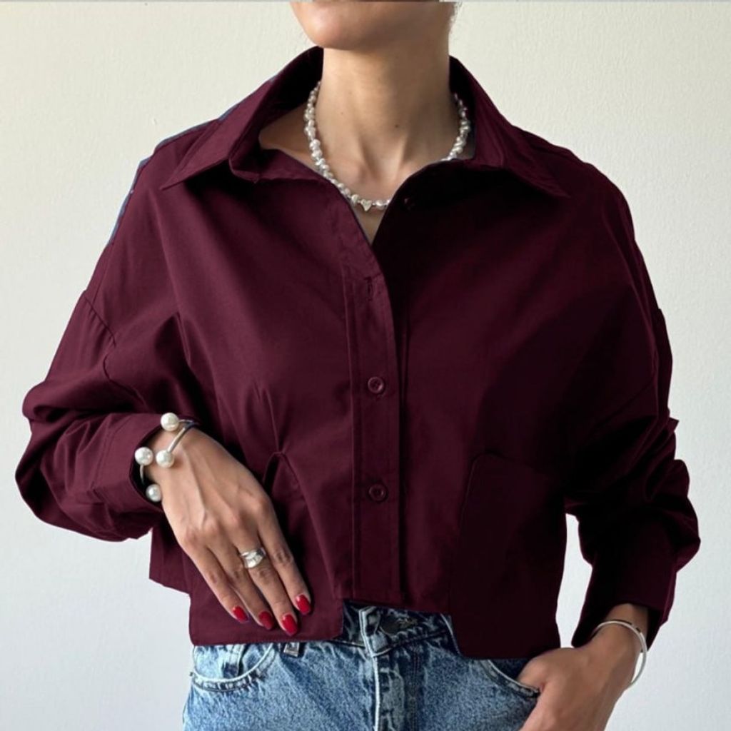 فروش اینترنتی شومیز کراپ زنانه مدل جیپ پاکتی