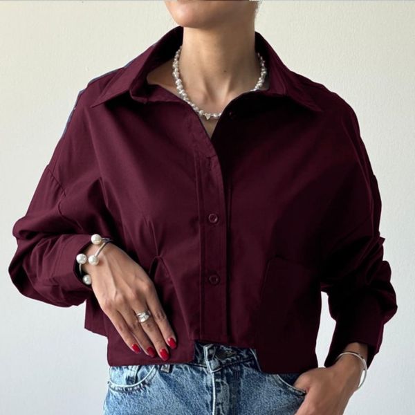 شومیز کراپ زنانه مدل جیپ پاکتی