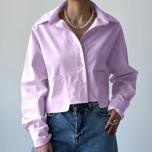 شومیز کراپ زنانه مدل جیپ پاکتی