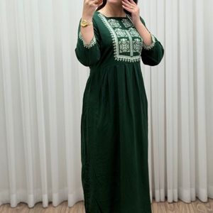 خرید آنلاین پیراهن ساحلی نخی خنک سبک یقه چاپ فری سایز