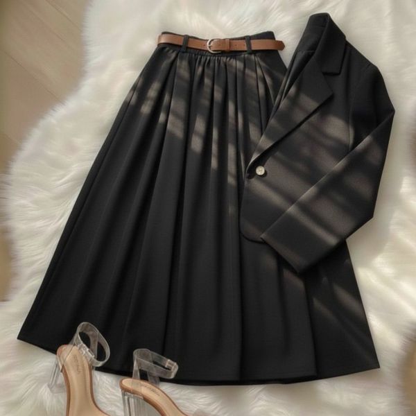 کت و دامن زنانه همراه کمربند برموداشاپ