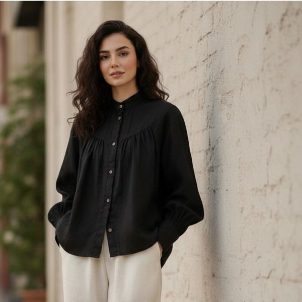 شومیز لینن نخ با بهترین کیفیت پارچه و دوخت