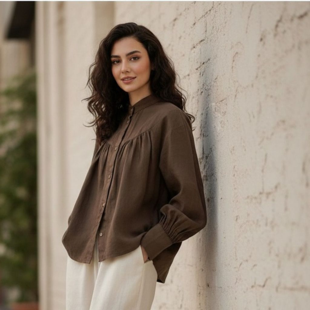 فروش اینترنتی شومیز لینن نخ با بهترین کیفیت پارچه و دوخت