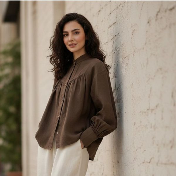 شومیز لینن نخ با بهترین کیفیت پارچه و دوخت