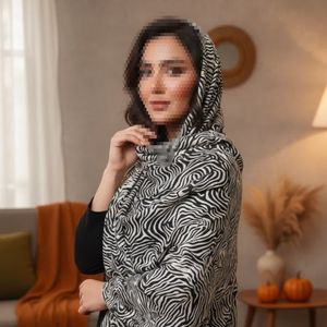 شال نخی پلیسه طرحدار زنانه