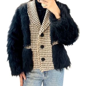 کت کوتاه ترکیب پارچه خز و شنل