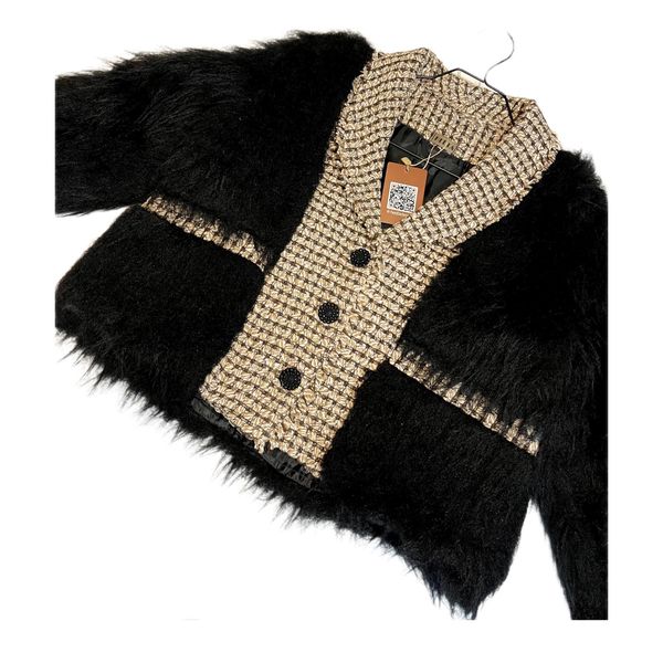 کت کوتاه ترکیب پارچه خز و شنل