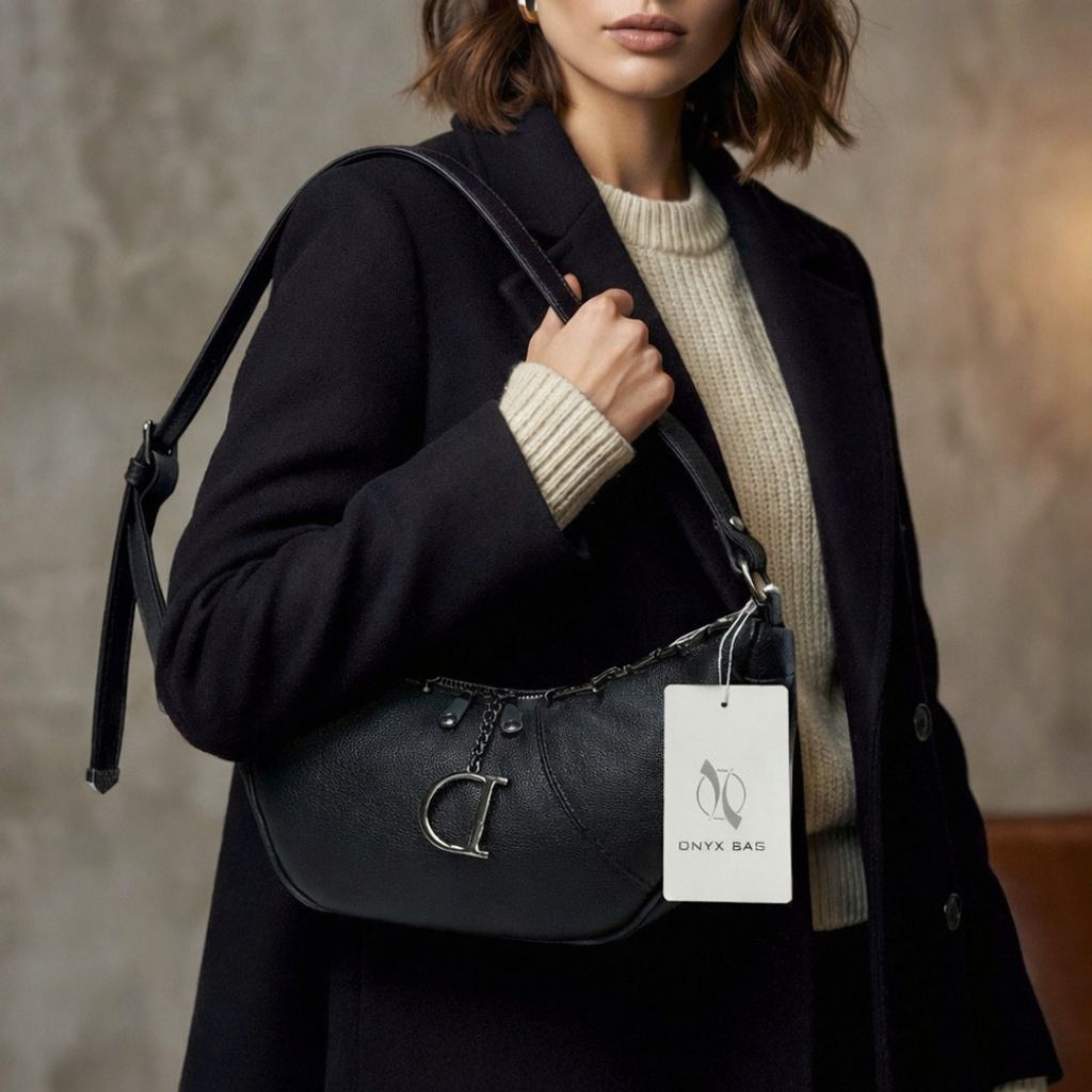 خرید آنلاین کیف چرمی دوشی زنانه وارداتی خارجی مدل هلال (Hobo) - برند Onyx Bag