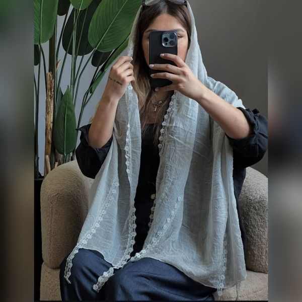 شال بهاره نخ پنبه دانتل گل سنگشور