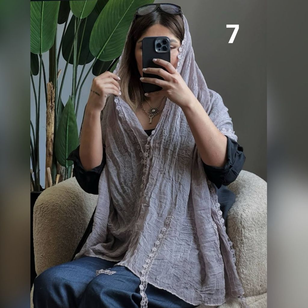 خرید آنلاین شال بهاره نخ پنبه دانتل گل سنگشور