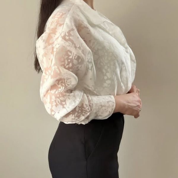 شومیز شیشه ای مجلسی طرح گل زنانه عید