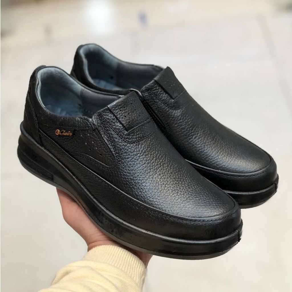 مشخصات کفش چرم مردانه بی بند تزریق مدل ویستا