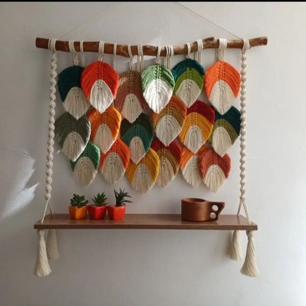 دیوارکوب برگ شلف چوبی مدل پاییزان