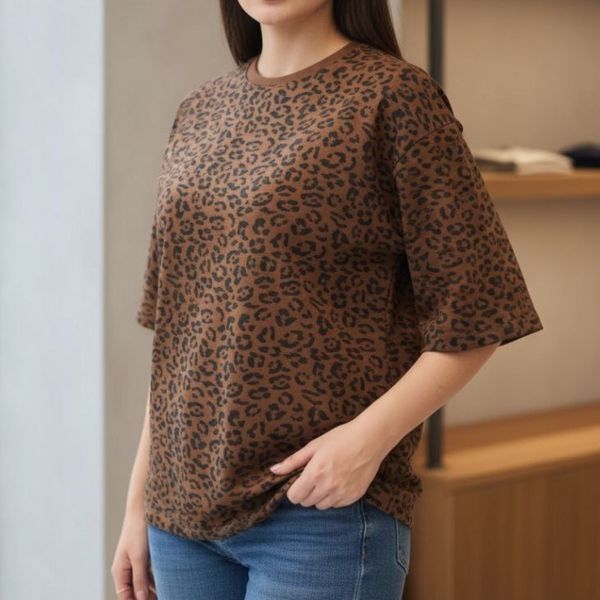 تیشرت باکسی پلنگی