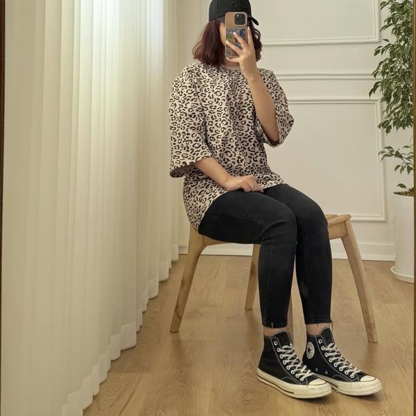 تیشرت باکسی پلنگی