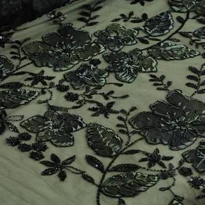 خرید اینترنتی قیمت پارچه دانتل طرح گل و برگ 1235