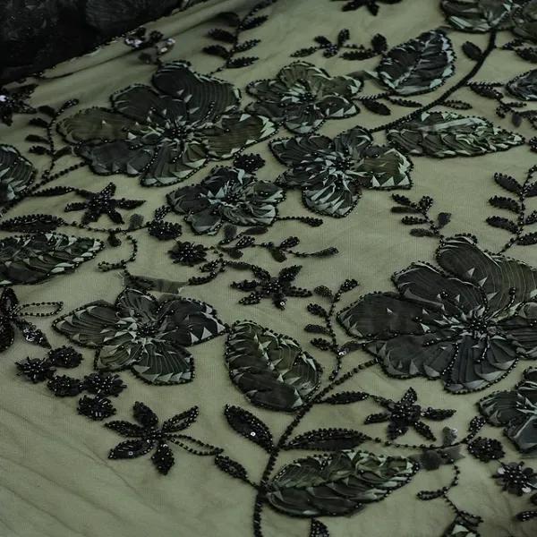 پارچه دانتل طرح گل و برگ 1235