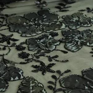 خرید اینترنتی قیمت پارچه دانتل طرح گل و برگ 1235