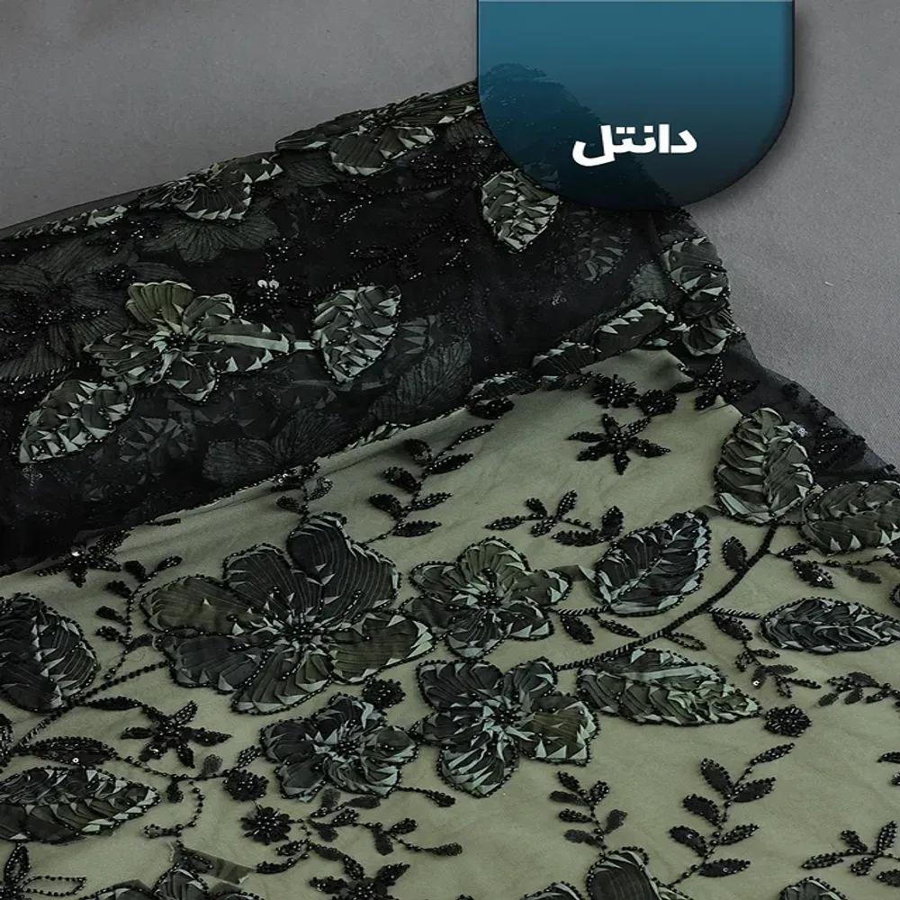 خرید اینترنتی قیمت پارچه دانتل طرح گل و برگ 1235