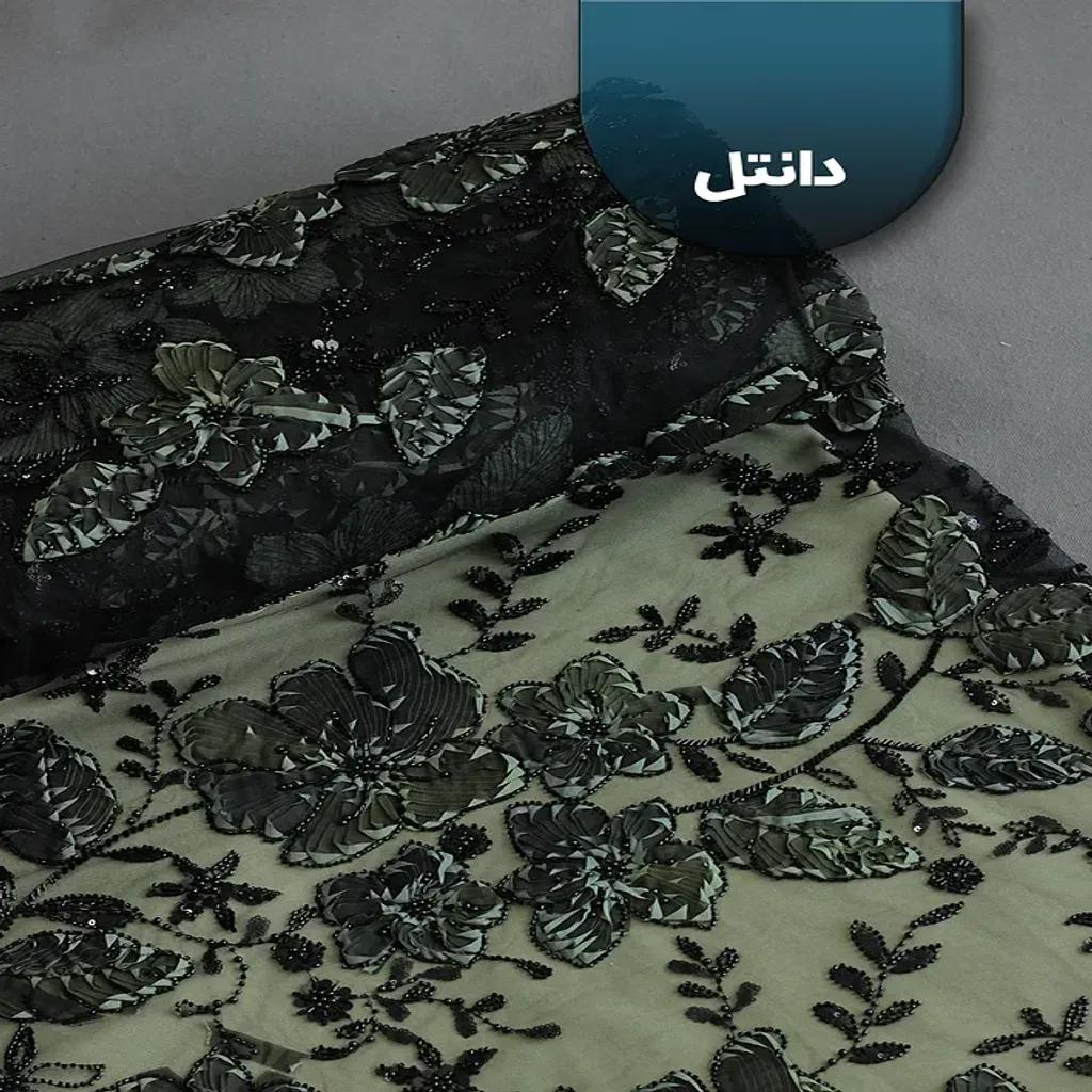 خرید اینترنتی قیمت پارچه دانتل طرح گل و برگ 1235