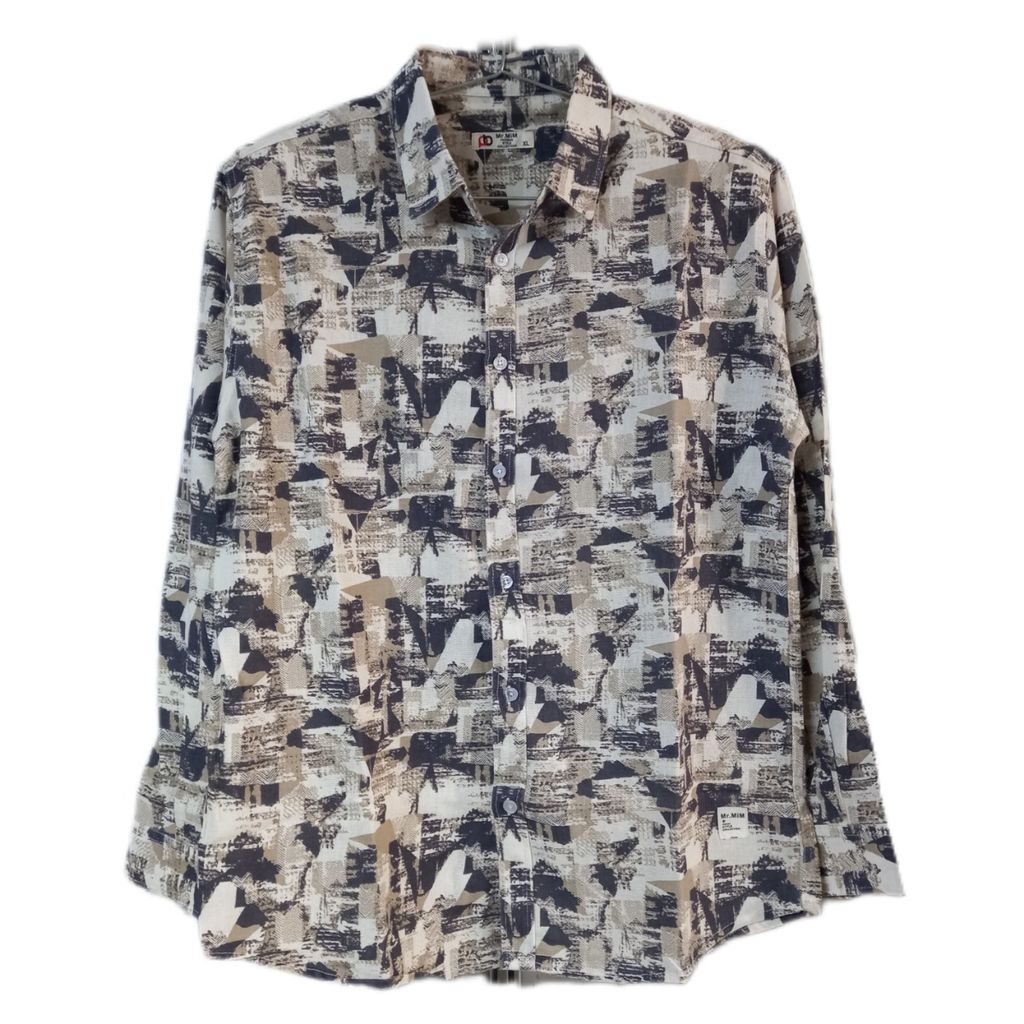 خرید آنلاین پیراهن مردانه اسپرت نخی طرح دار قواره ازاد