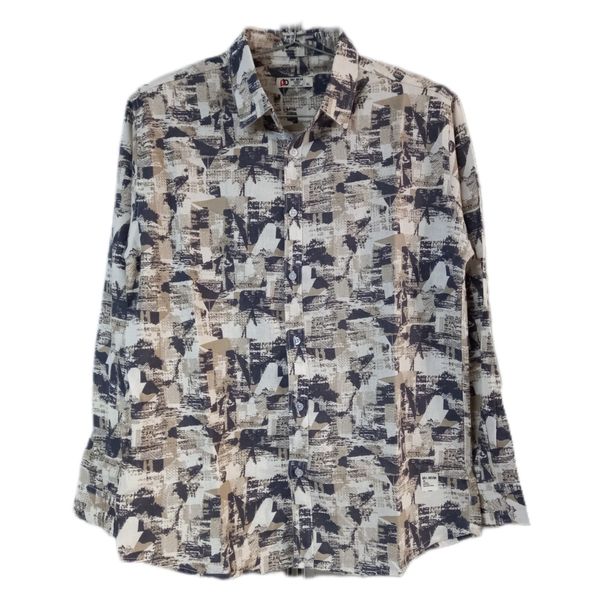 پیراهن مردانه اسپرت نخی طرح دار قواره ازاد