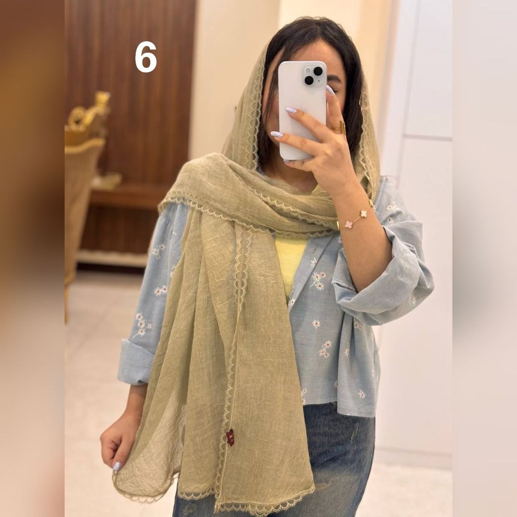 خرید انلاین شال ماهی دور دانتل نخ پنبه