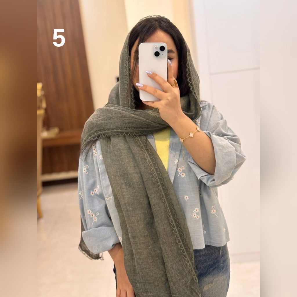 قیمت ارزان شال ماهی دور دانتل نخ پنبه