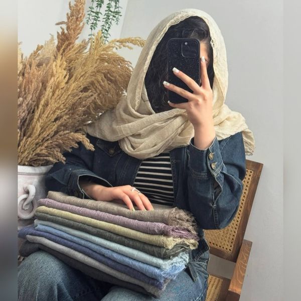 شال ماهی دور دانتل نخ پنبه