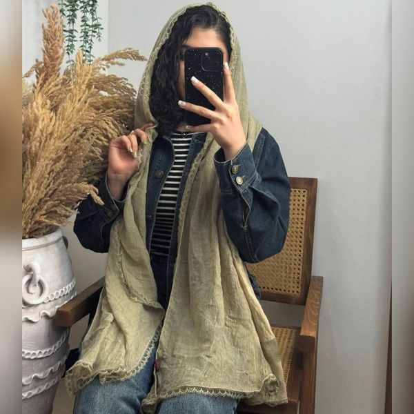 شال ماهی دور دانتل نخ پنبه
