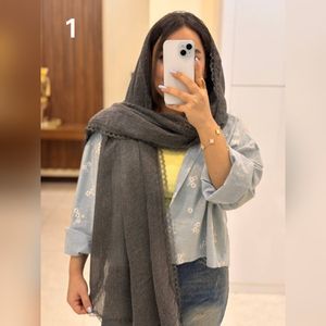 قیمت ارزان شال ماهی دور دانتل نخ پنبه