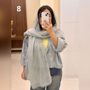 مشخصات شال ماهی دور دانتل نخ پنبه