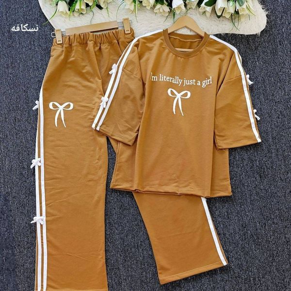 ست تیشرت و شلوار پاپیون خانگی زنانه و دخترانه