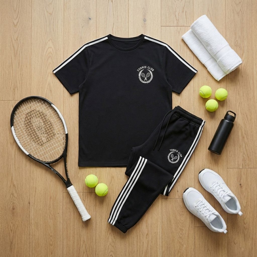 خرید انلاین ست تیشرت و شلوار مردانه مدل Tennis Club-مشکی