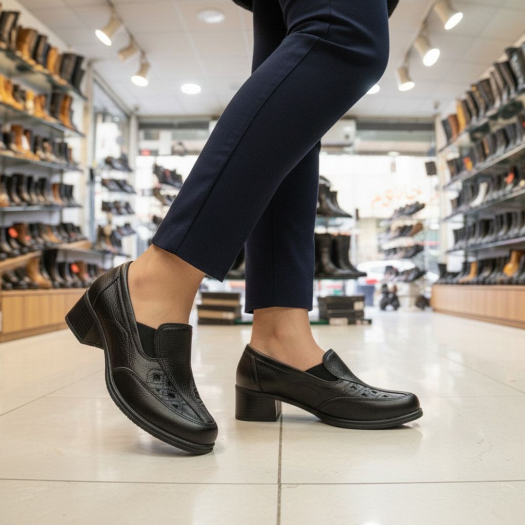 مشخصات کفش مجلسی زنانه پاشنه 5 سانتی مدل تارا-مشکی