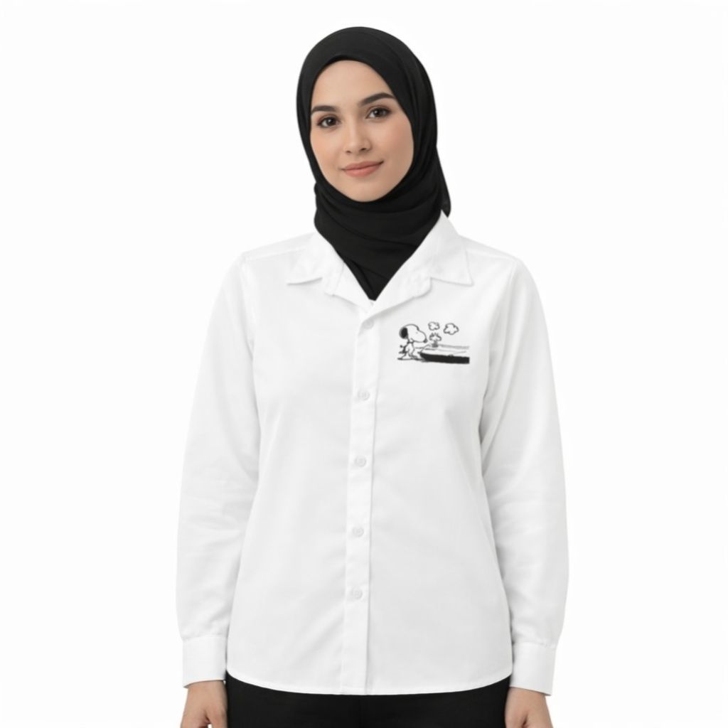 خرید اینترنتی شومیز زنانه سفید مینیمال طرح کارتونی 021