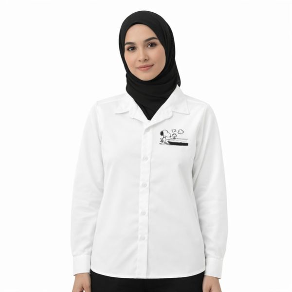 شومیز زنانه سفید مینیمال طرح کارتونی 021